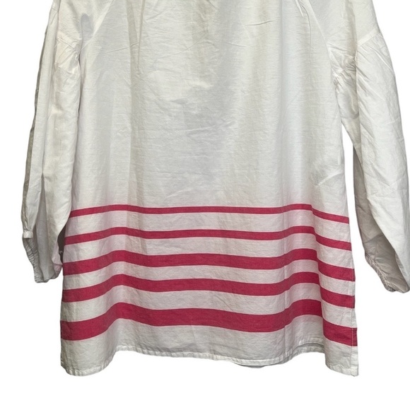 Tommy Bahama | Pom Pink Stripe 3/4 White Sleeve Top Sz M - Picture 6 of 9